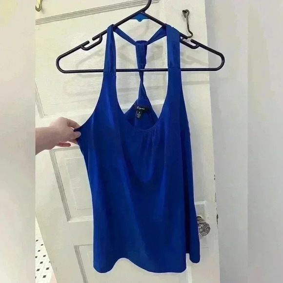 Express royal blue silk and soft fabric tank top - Picture 1 of 5